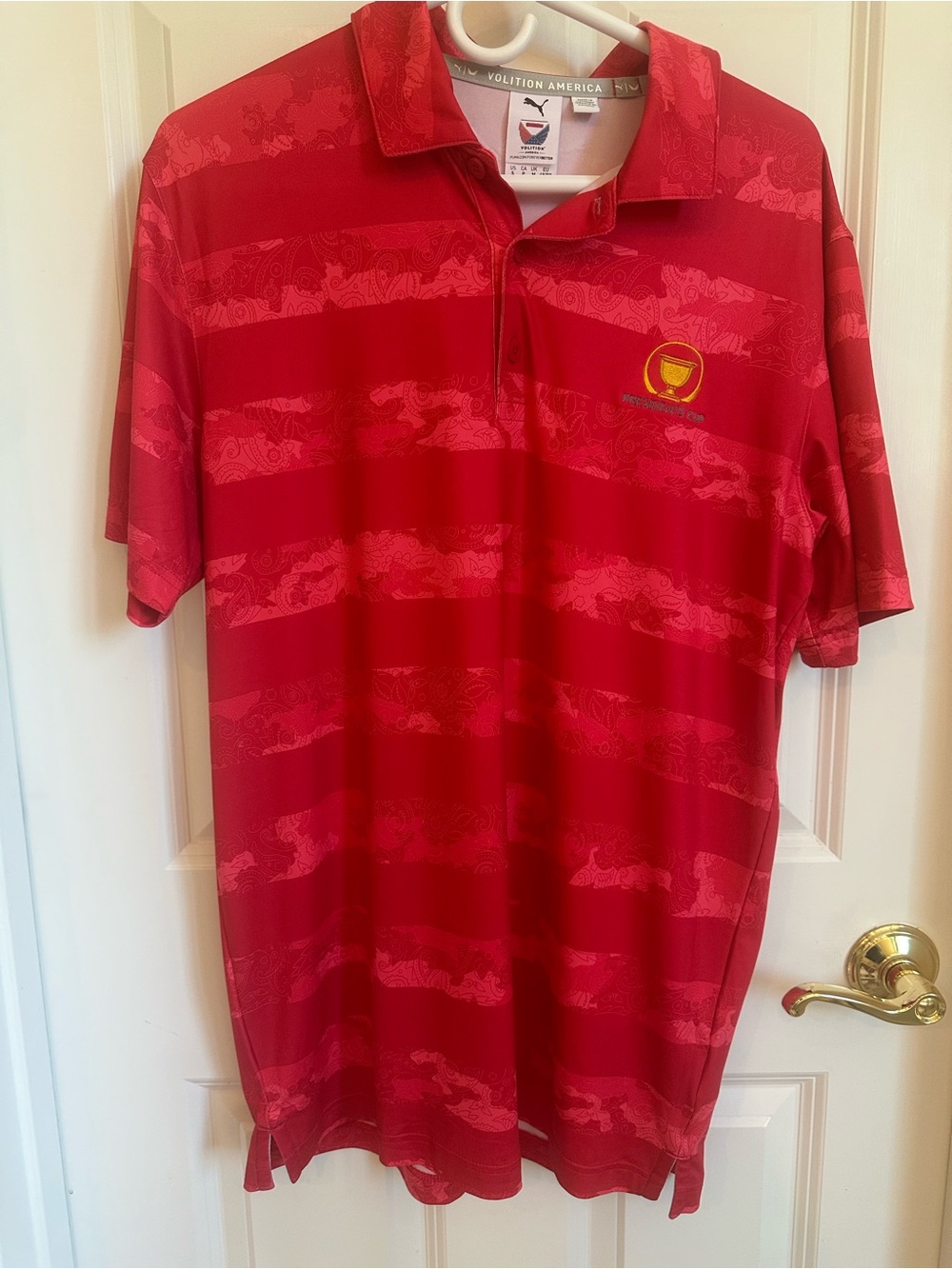 Puma Red Striped Golf Polo with Subtle Pattern.  My sons.  Never wore it.